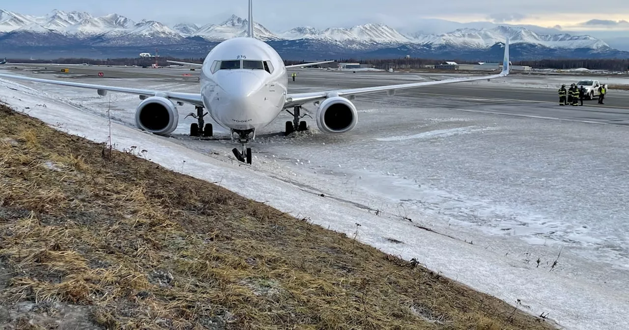 Alaska Airlines Plane Ends Up in Ditch at Anchorage Airport