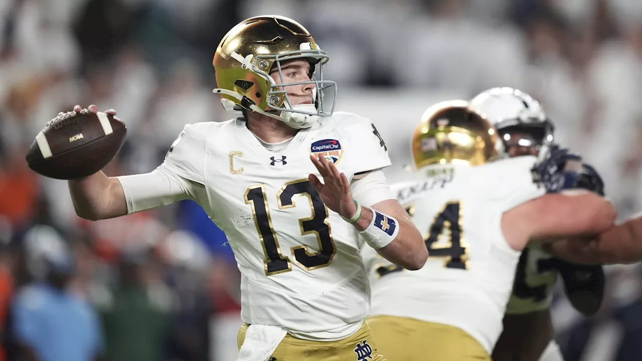 Notre Dame QB Riley Leonard leaves Orange Bowl, checked for concussion before returning