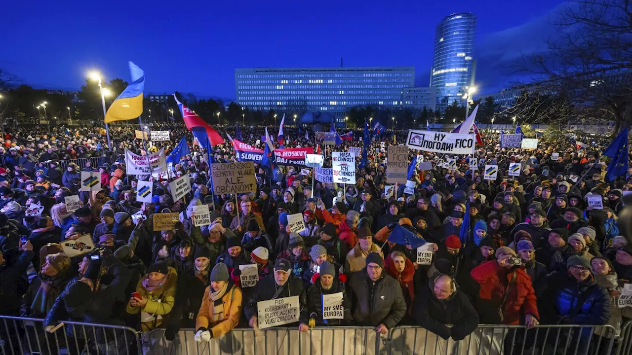 Thousands rally across Slovakia to protest prime minister's pro-Russia policies