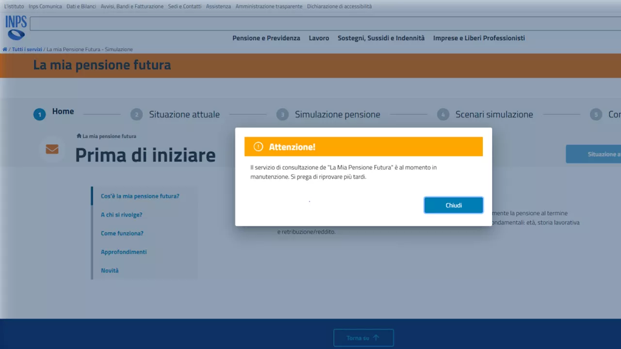 Pensioni, calcolatore Inps in manutenzione dopo il caos sui requisiti: servizio sospeso