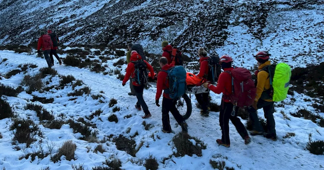 Hillwalker stretchered off mountain after suffering leg injury