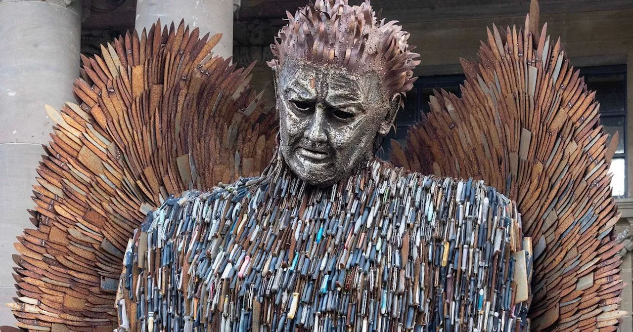 Perth procession as Knife Angel statue leaves the city