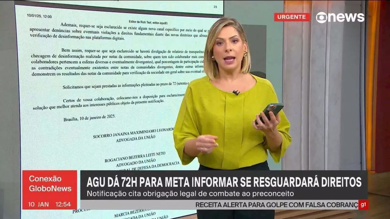 AGU dá 72 horas para Meta explicar como cobrirá direitos legais no Brasil