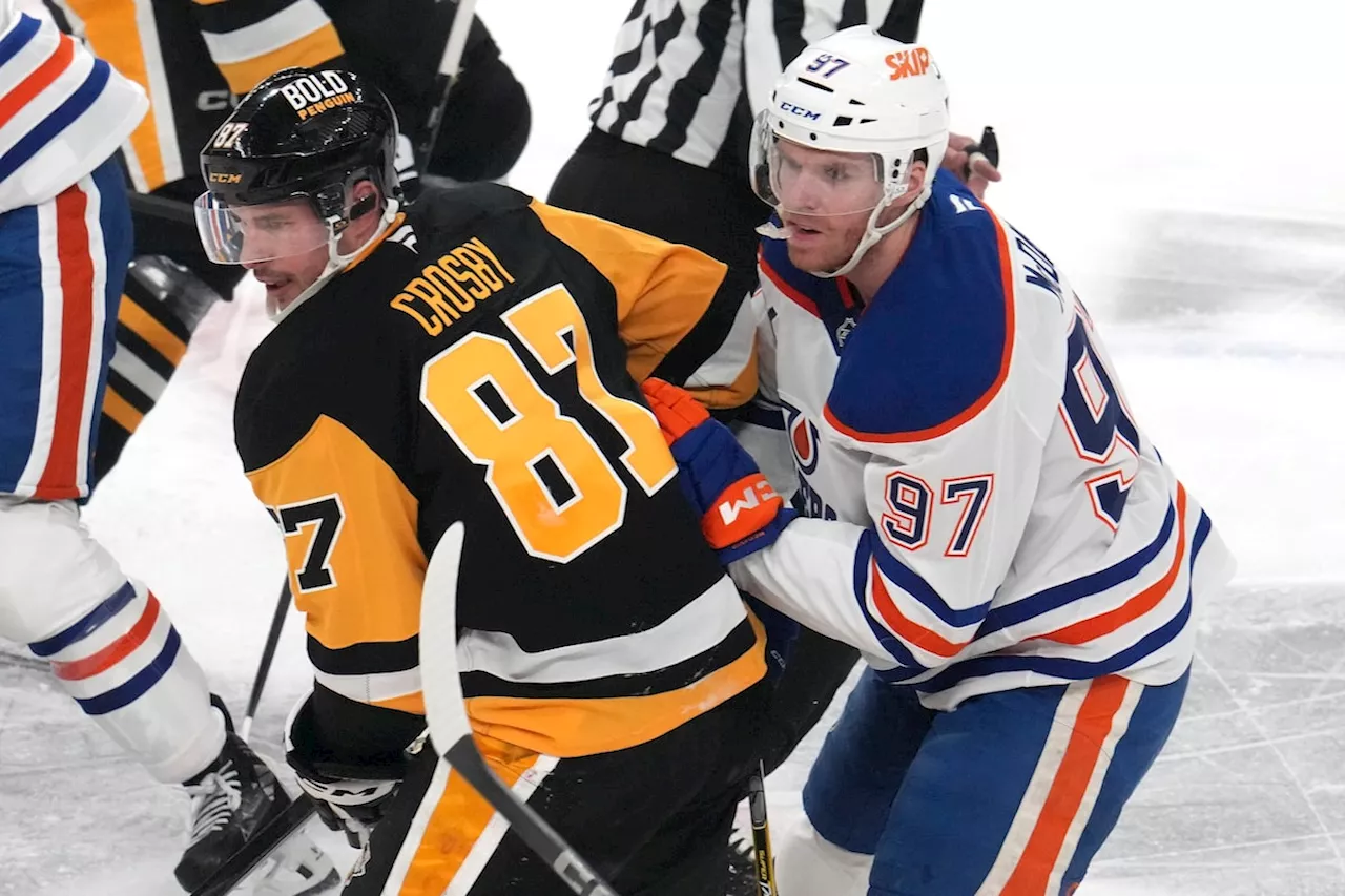 Crosby moves into ninth on NHL’s career scoring list as the Penguins beat McDavid and the Oilers 5-3