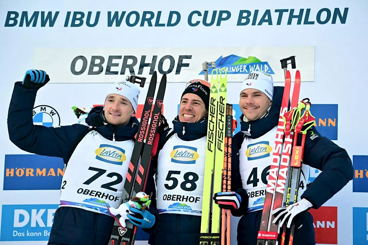 Biathlon: triplé français dans le sprint d'Oberhof dominé par Fillon Maillet