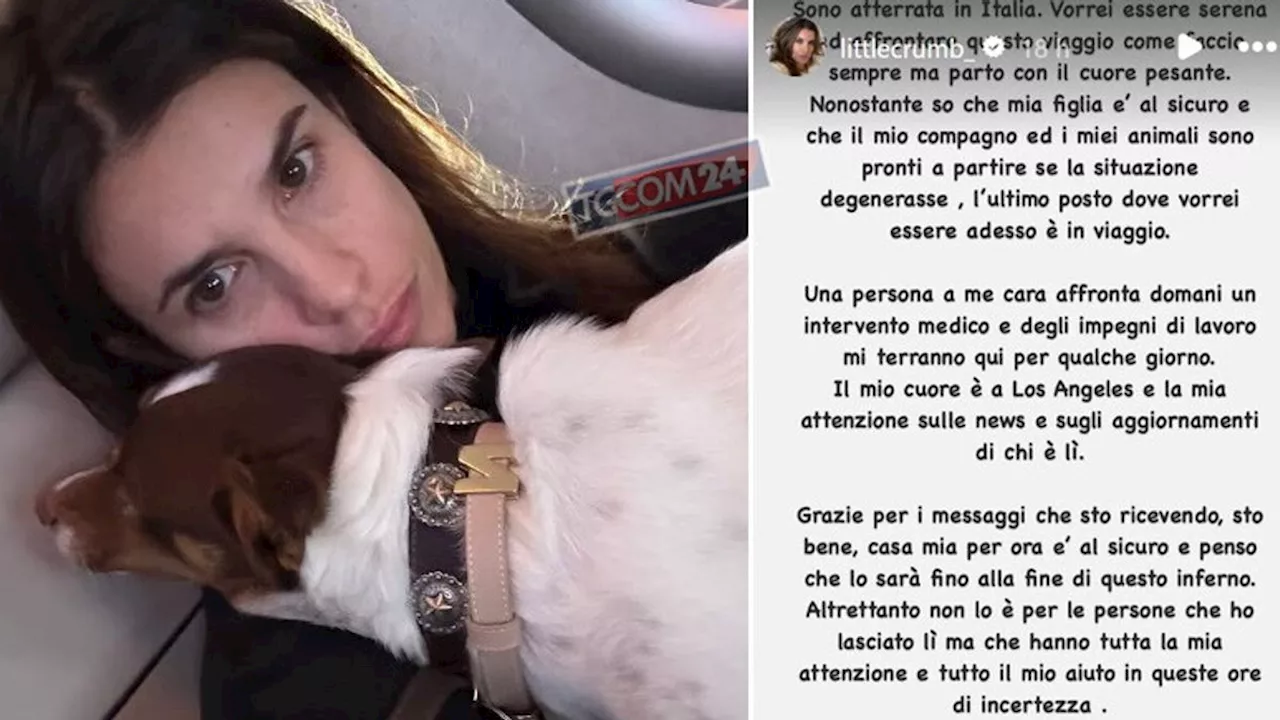 Incendi a LA, Elisabetta Canalis torna in Italia: “Il mio cuore è a Los Angeles”