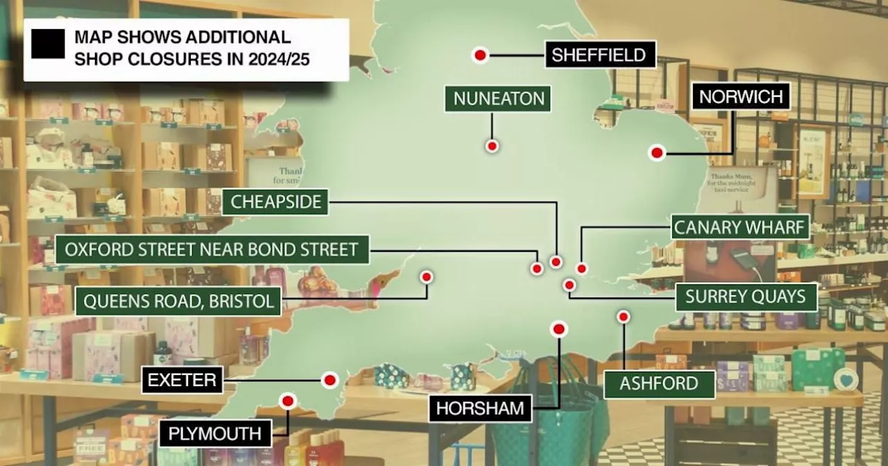 Map shows the full list of Body Shop stores closing down maid major changes