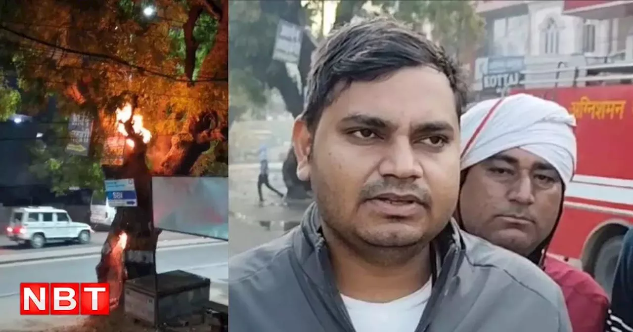 दौसा में रहस्यमय तरीके से नीम के पेड़ में लगी आग, दमकल ने बुझाई तो फिर उठने लगी लपटें, कोई हल नहीं निकला तो अब काटने की तैयारी