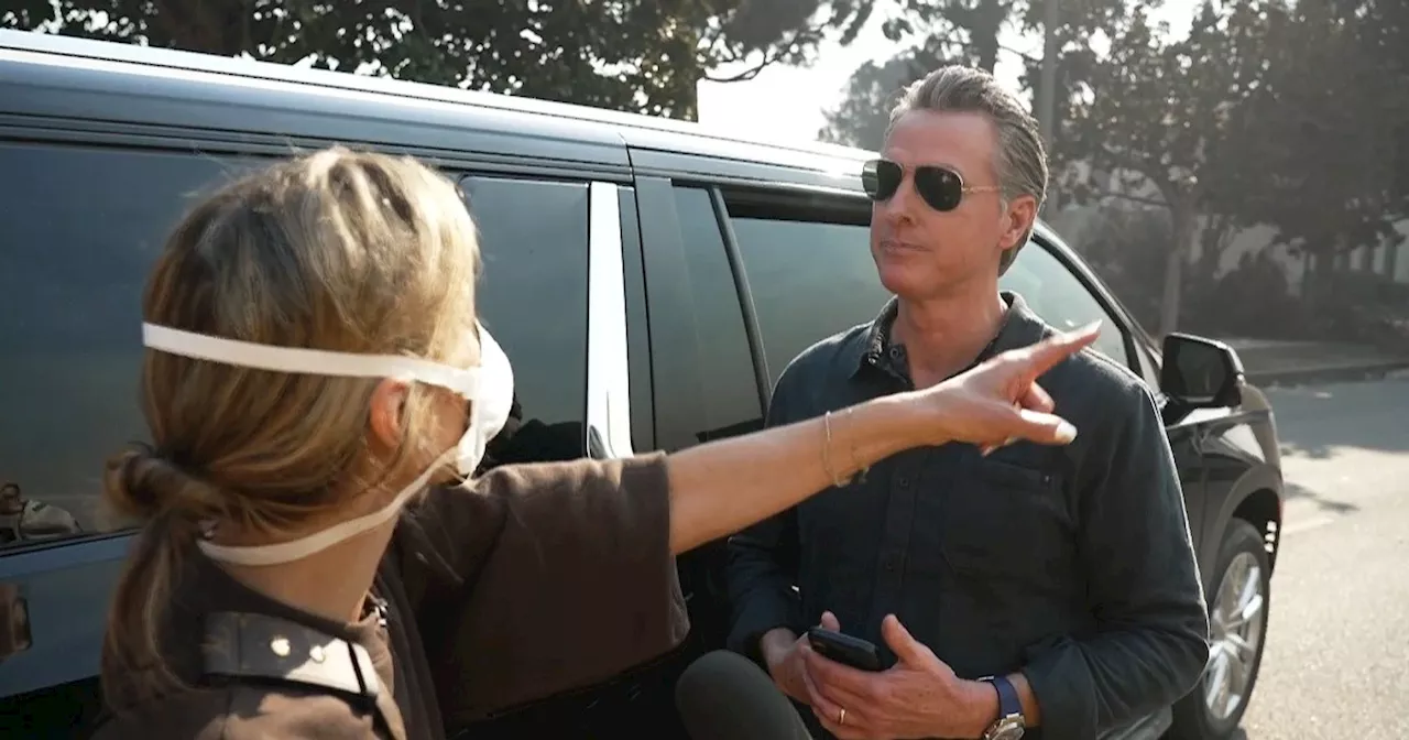 Distressed fire victim confronts Governor Newsom in Palisades, California