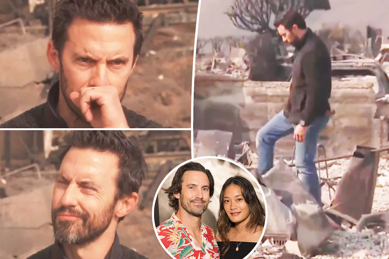 'This Is Us' star Milo Ventimiglia chokes back tears after home burns down in wildfire days before wife gives birth