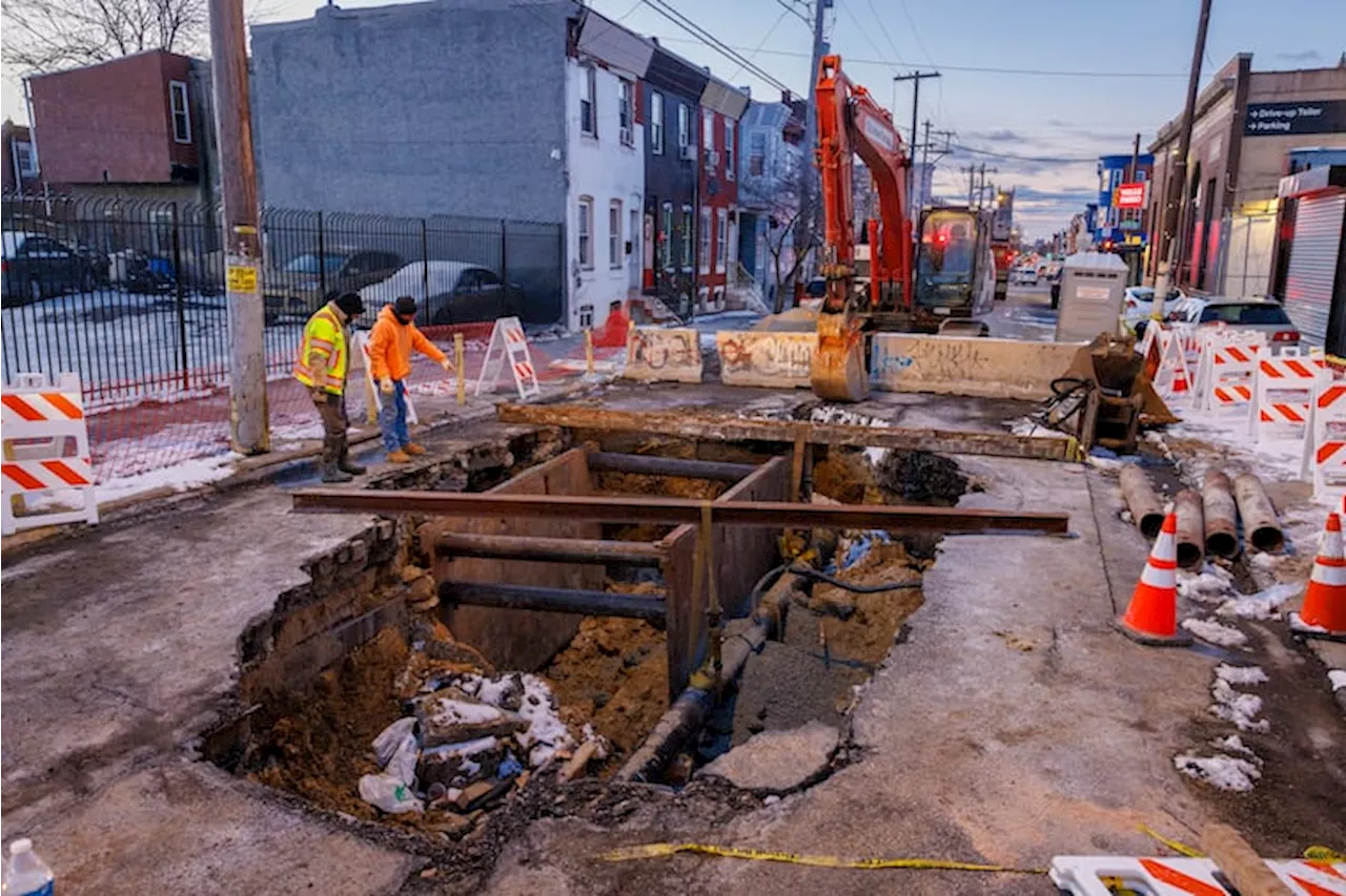 A North Philly sinkhole opened in the middle of the street, damaging a SEPTA bus