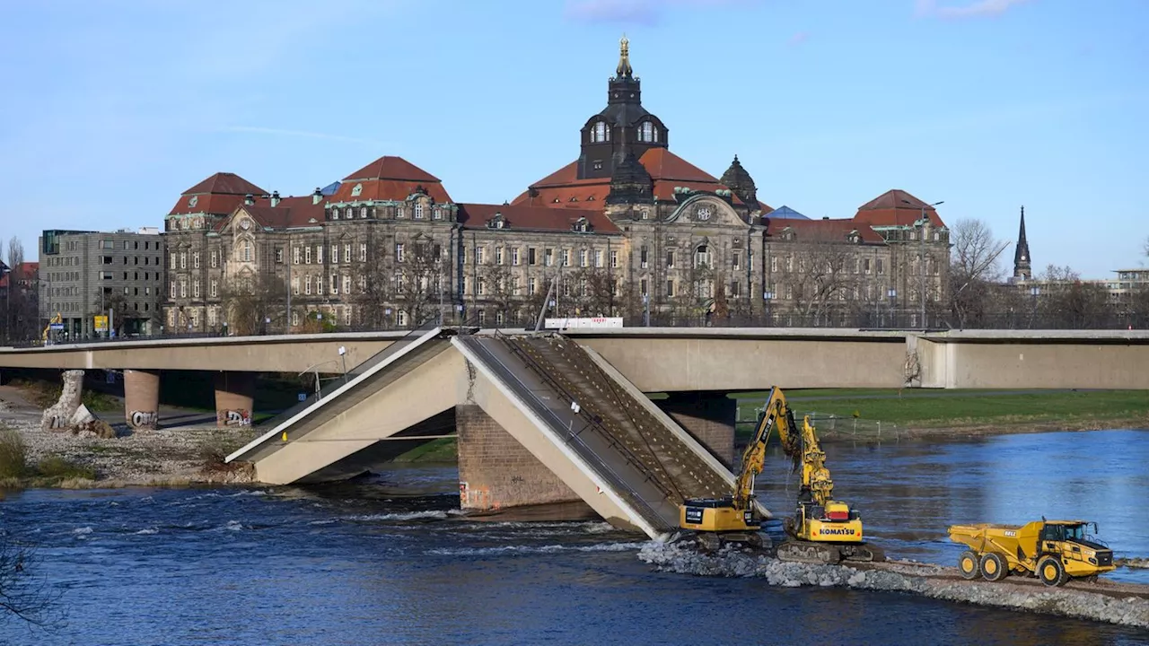 Brückeneinsturz: Munitionsexperte überwacht Brückenabriss in Dresden