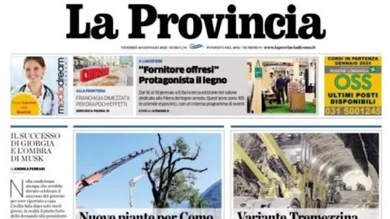 L'apertura de La Provincia: 'All'Olimpico c'è la Lazio, in campo il 'nuovo' Como'