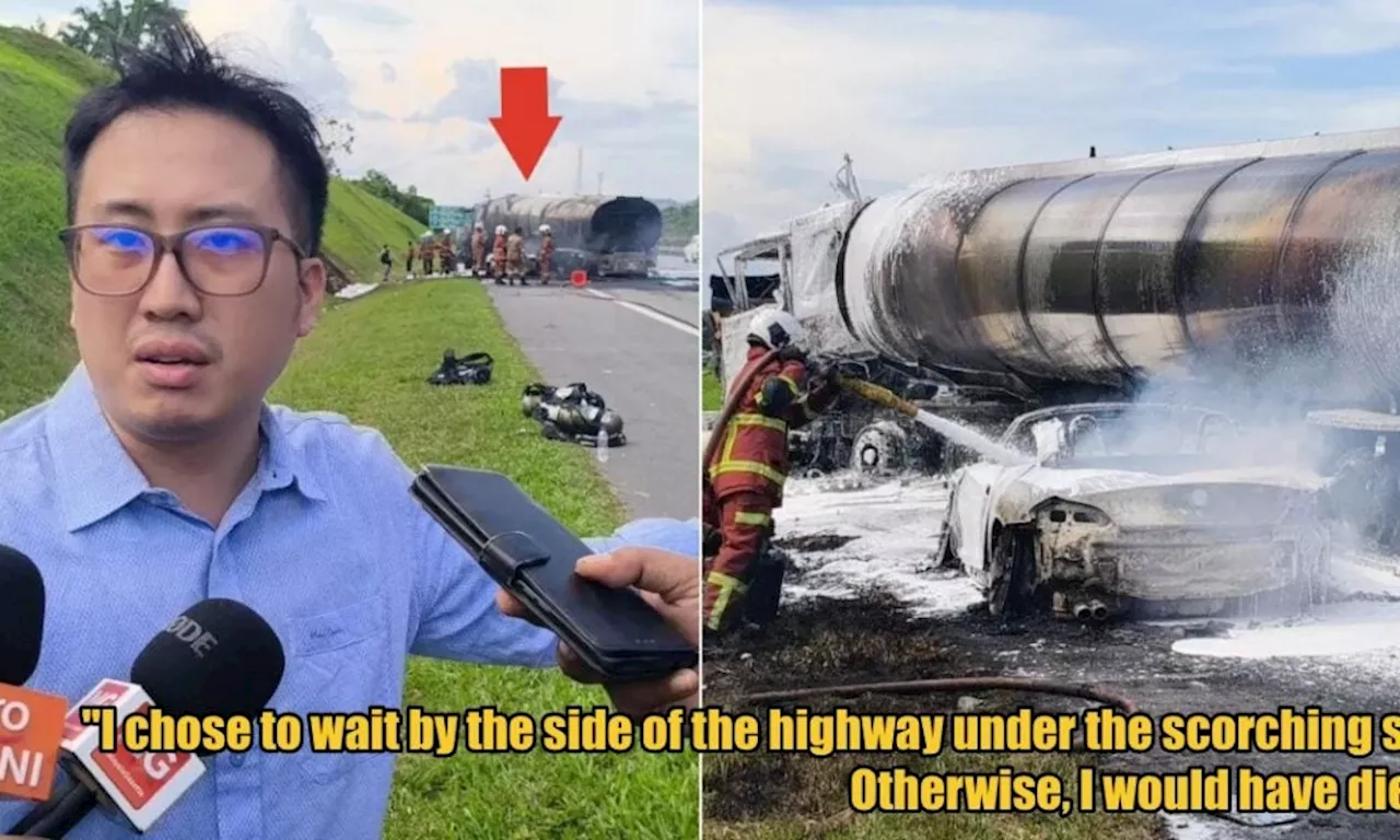 Malaysian Escapes Death After Flat Tire Leads To Highway Fire