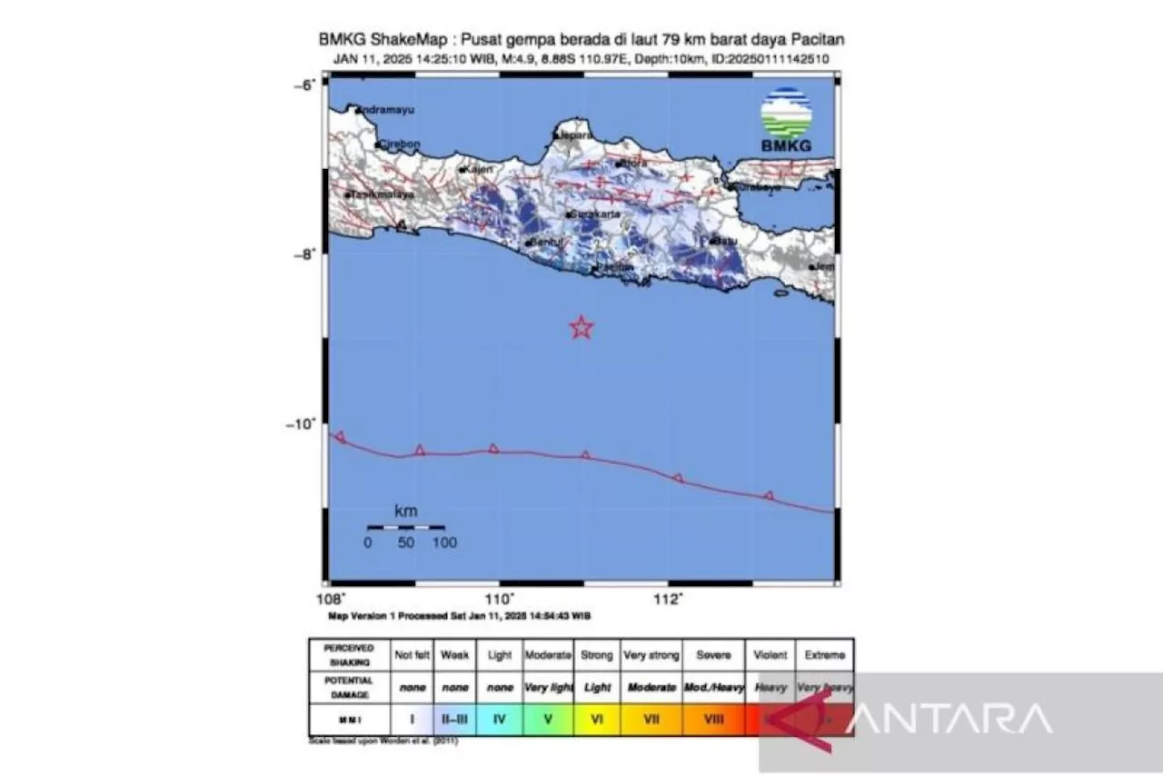 BMKG: Gempa dangkal guncang Pacitan, dipicu aktivitas zona megathrust