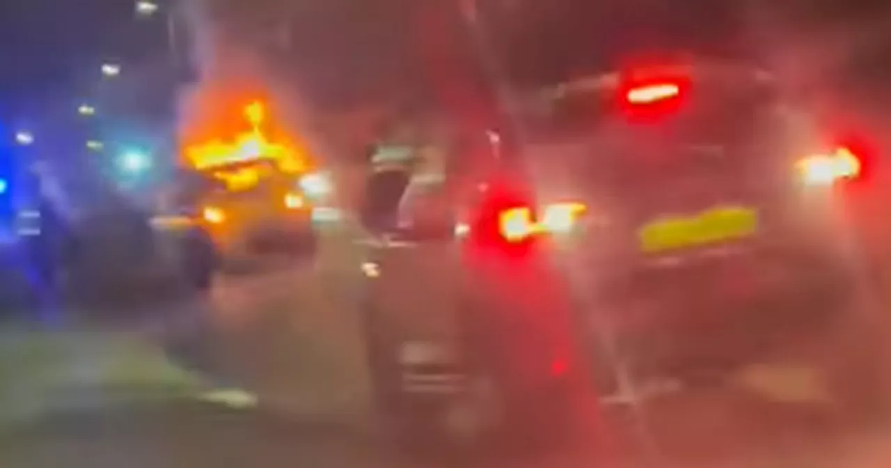 Van and Car Catch Fire After Multi-Vehicle Crash in Grangemouth