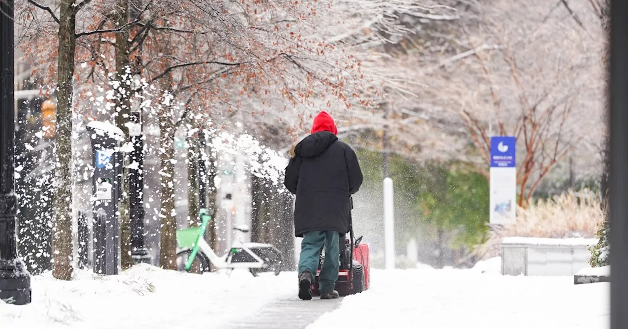 A winter storm wraps up in the South, with travel delays and power outages persisting