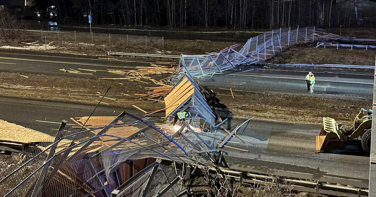 Pedestrian Bridge Collapses onto Seward Highway in South Anchorage