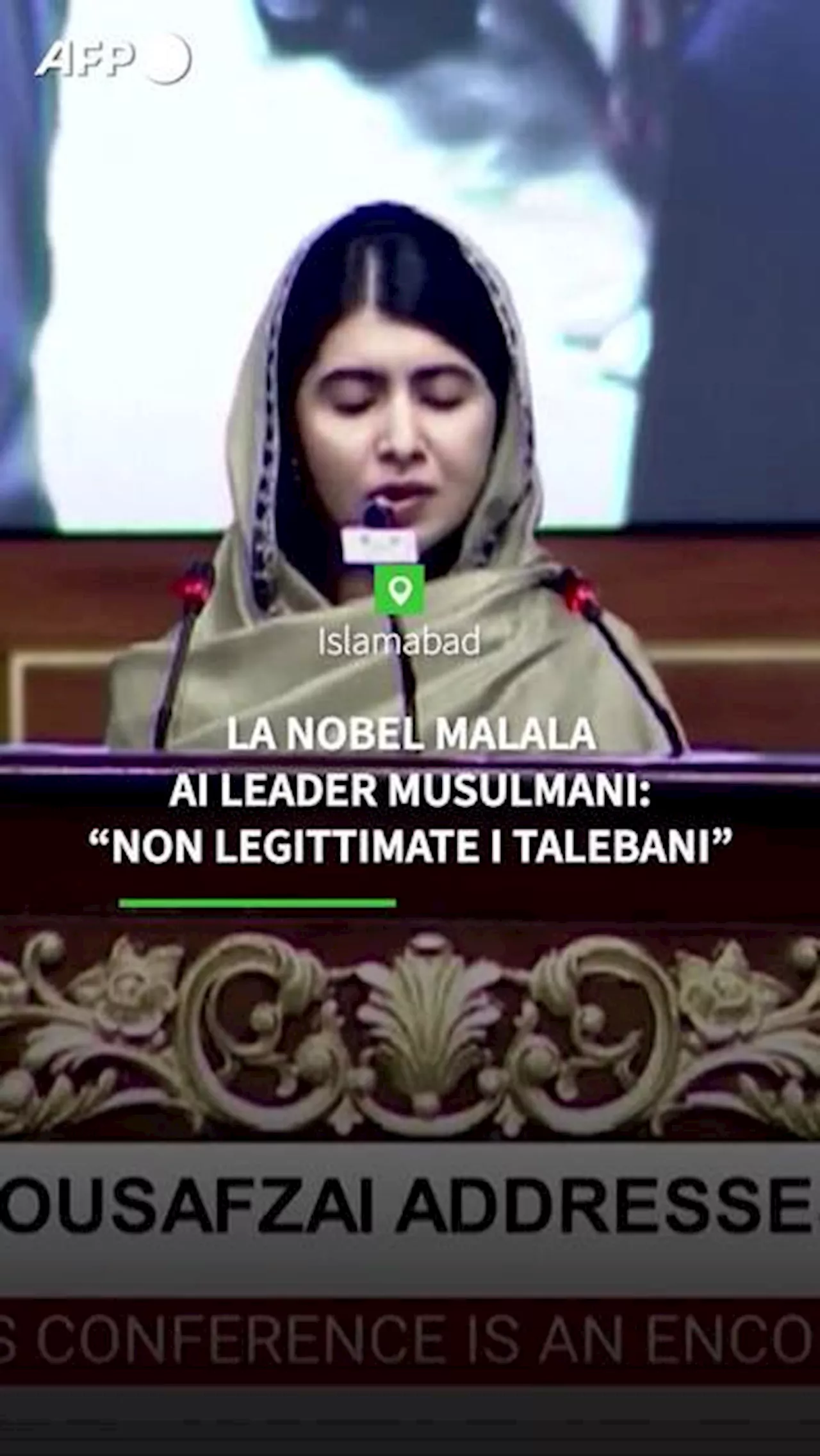 Malala ai leader musulmani, 'non legittimate i talebani'