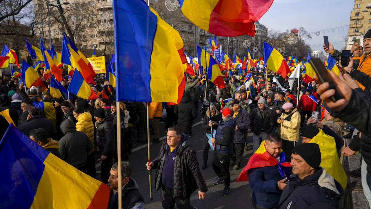 Tens of thousands protest in Romania’s capital against annulled presidential race