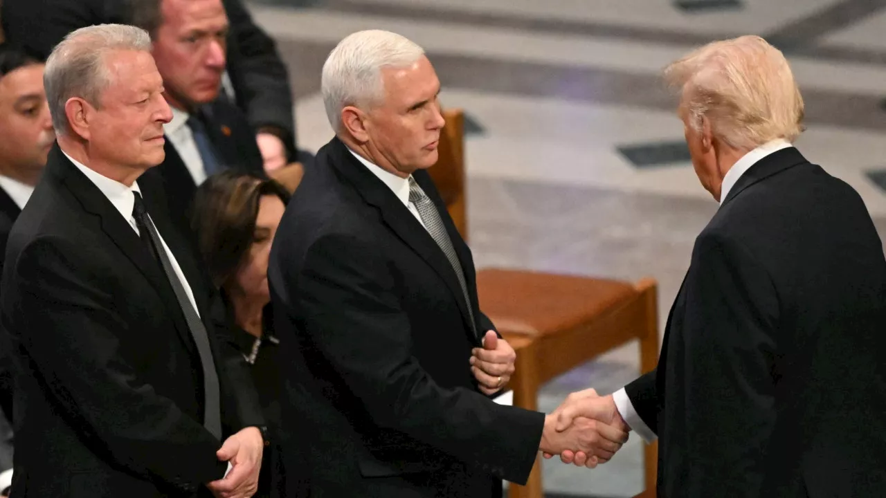 Pence and Trump Have Brief Exchange at Carter's Funeral