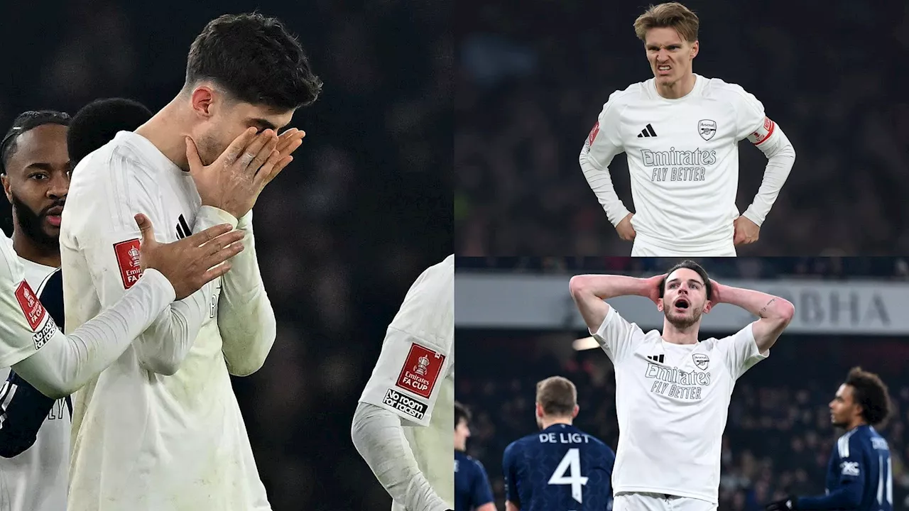 Arsenal player ratings vs Man Utd: Now will you sign a striker? Kai Havertz horror-show and Gabriel Jesus injury prove costly for toothless Gunners as Martin Odegaard pays the penalty in FA Cup exit