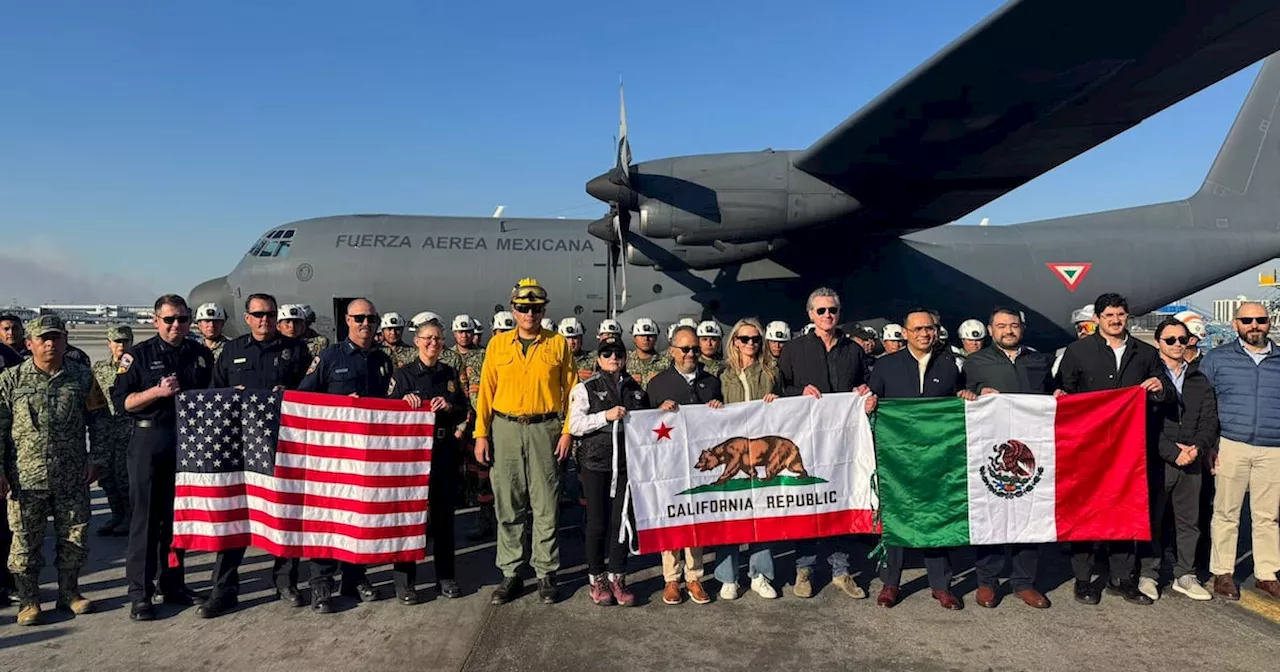 Llega delegación mexicana a Los Ángeles para combatir incendios; gobernador de California agradece a Sheinbaum