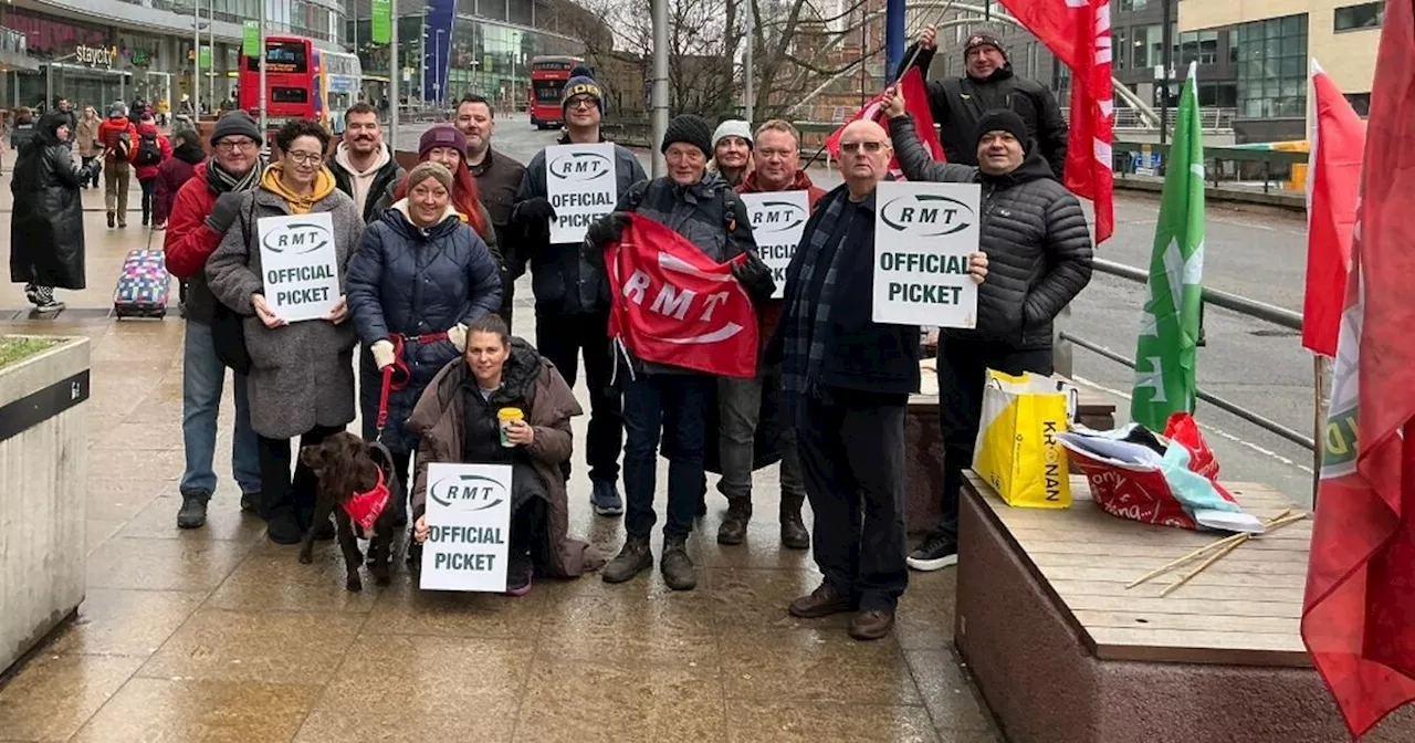 Picket line at Manchester Piccadilly as passengers face disruption due to strike