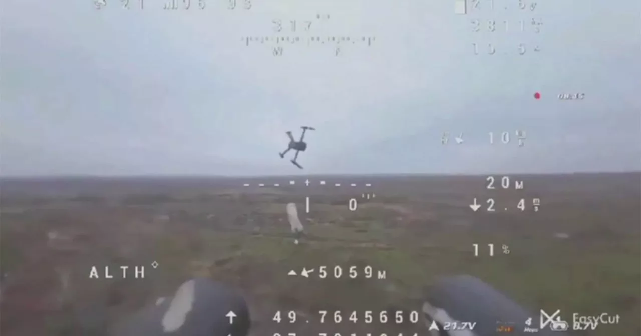 Ukrainian drone uses shotgun to destroy Russian drones and then target a soldier