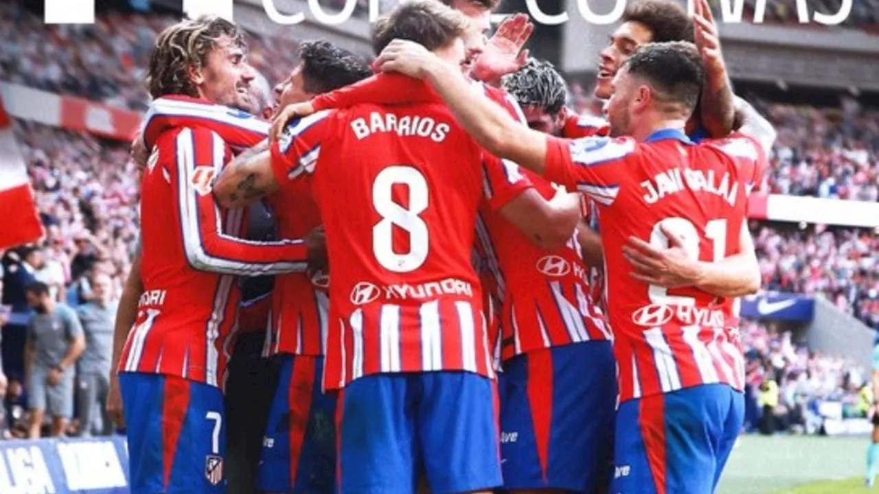 Atlético Madrid gana su 14mo partido consecutivo y lidera la liga española