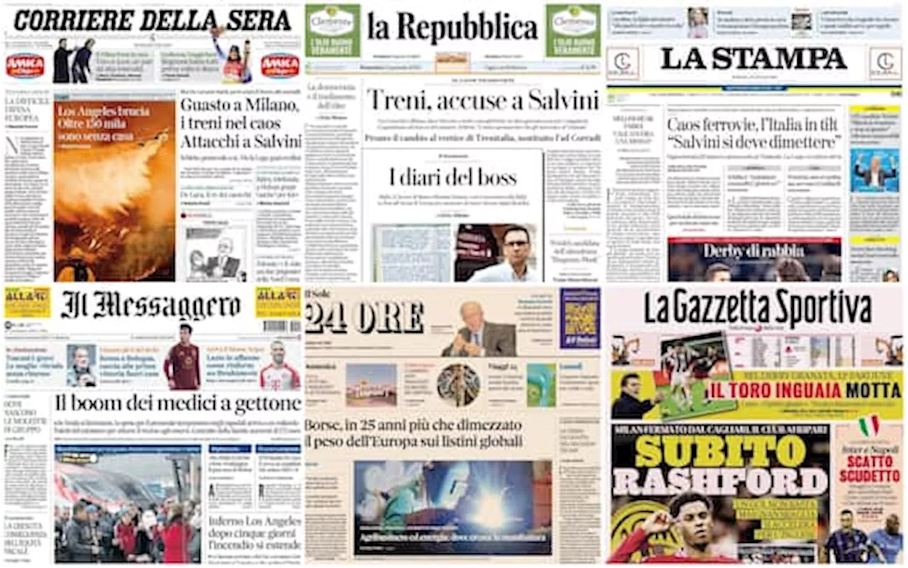 Le prime pagine dei quotidiani di oggi 12 gennaio: la rassegna stampa di Sky TG24