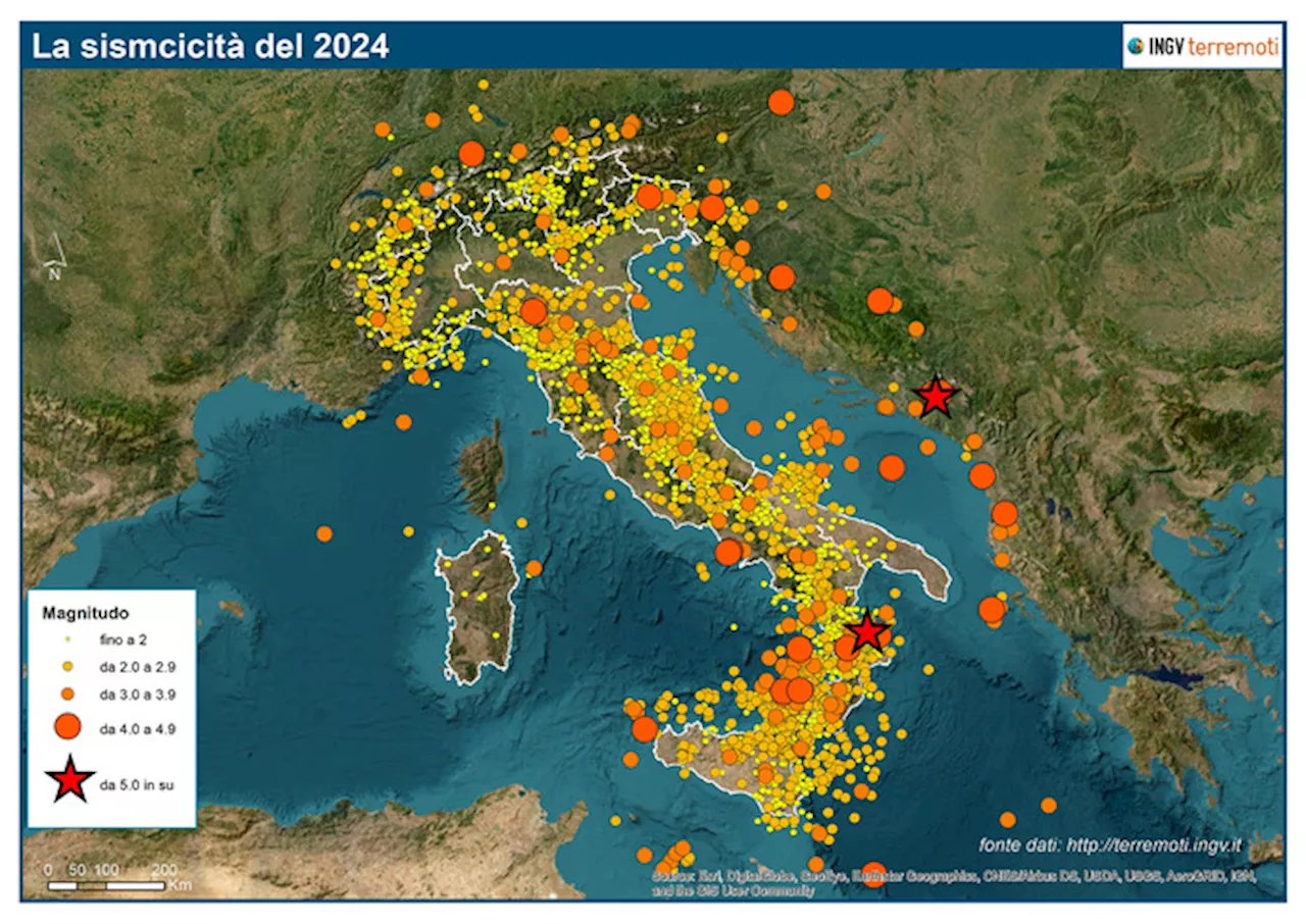 Nel 2024 in Italia quasi 17mila terremoti, 2 ogni ora