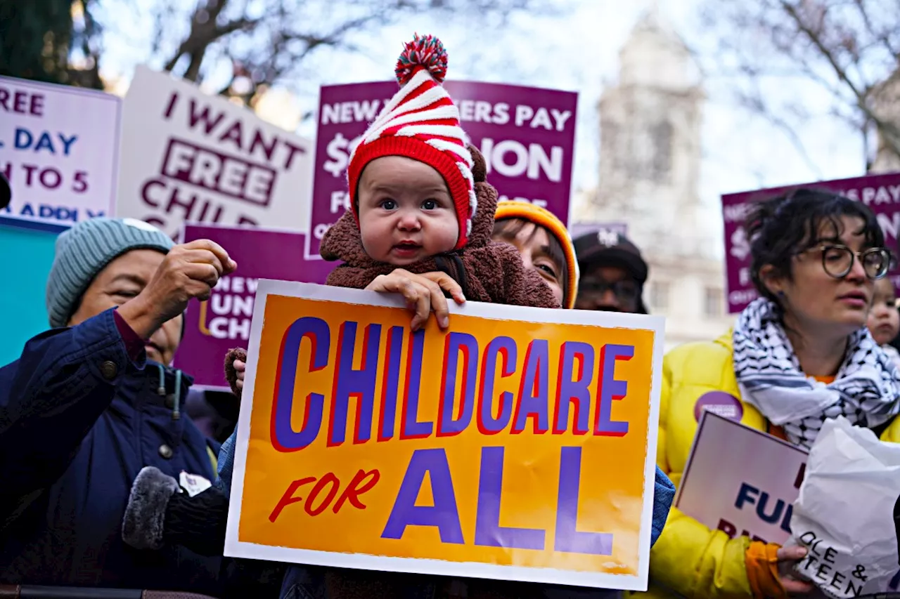 Universal childcare push at City Hall park sees hundreds of parents and tots urge City Hall to lift economic