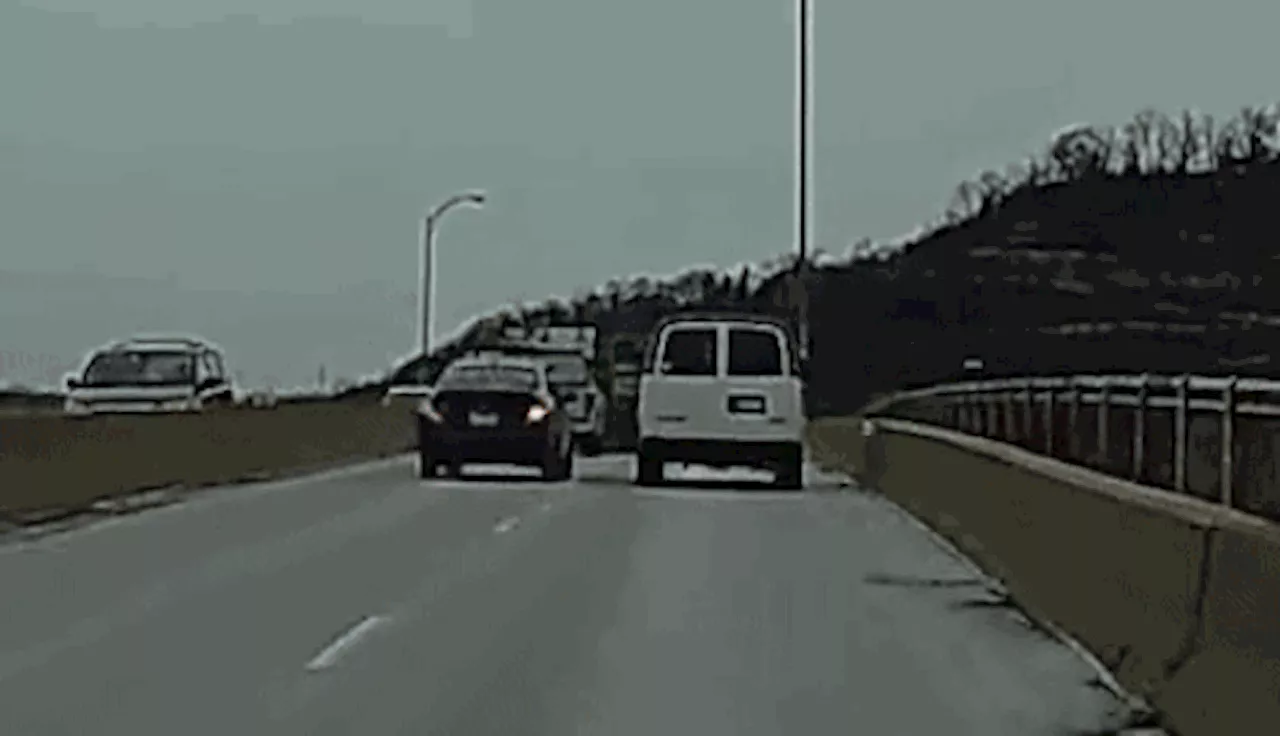 Nissan Versa Driver Swerve Through Traffic, Flip Car on Bridge