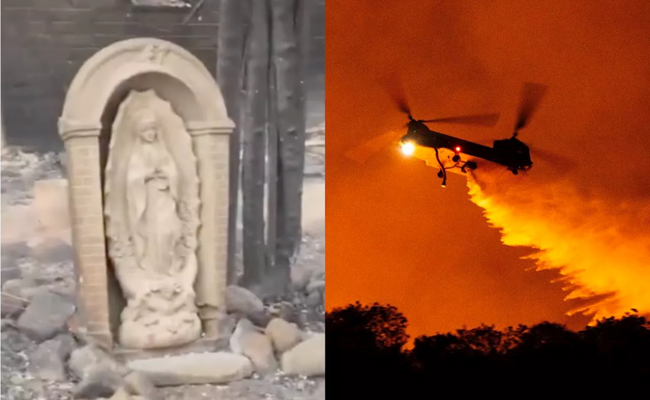 Milagro en medio del fuego; estatua de la Virgen de Guadalupe queda intacta ante brutales incendios en California