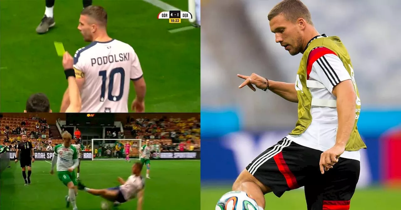 Lukas Podolski comete CRIMINAL falta en Futbol Sala; casi fractura a rival (VIDEO)