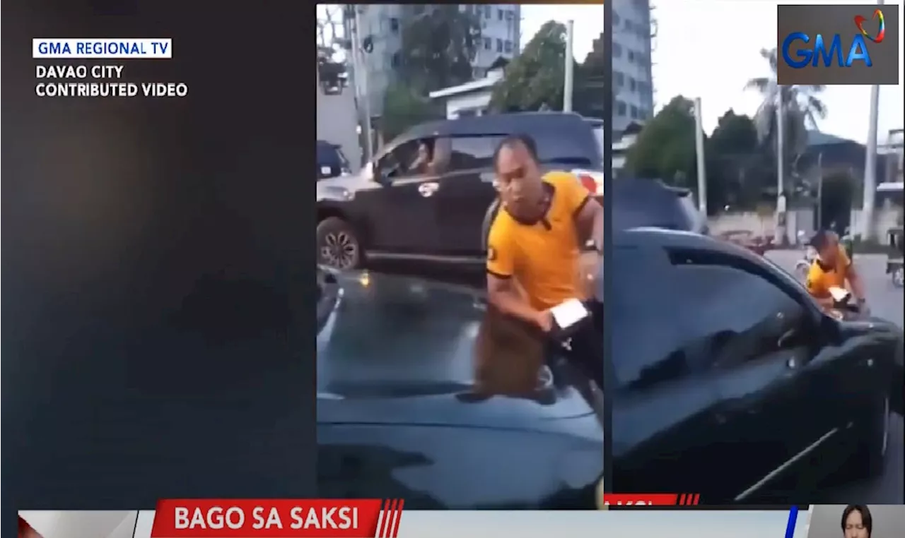 Motorista na sinita sa Davao City, ayaw tumigil kahit may traffic enforcer na humaharang sa kaniya