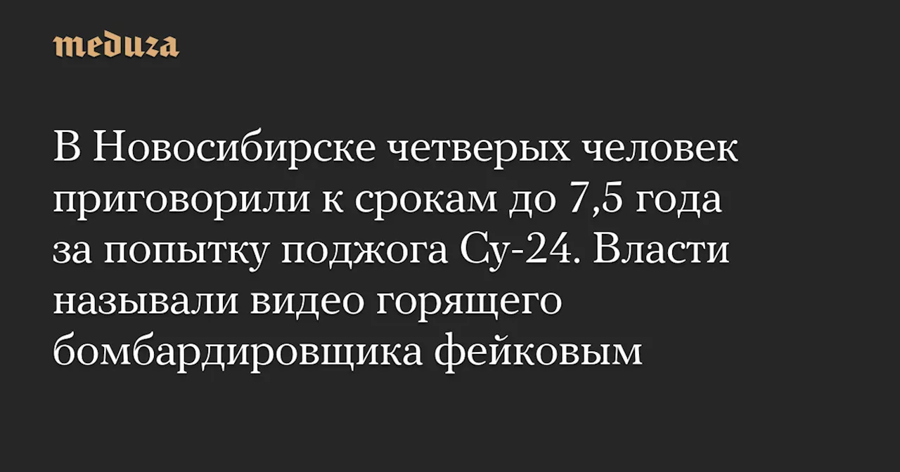 В Новосибирске приговорили к срокам до 7,5 лет за попытку поджога Су-24