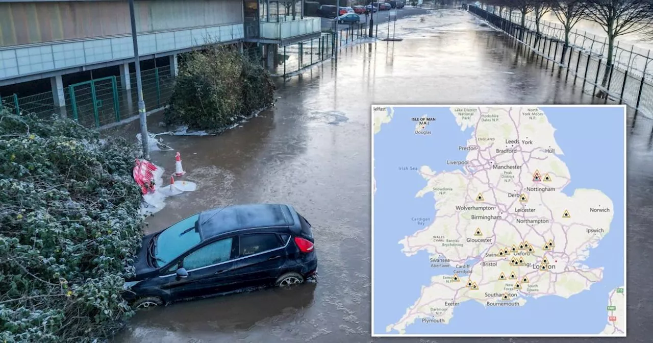 Map shows where flooding is expected in UK after heavy rainfall melts ice and snow