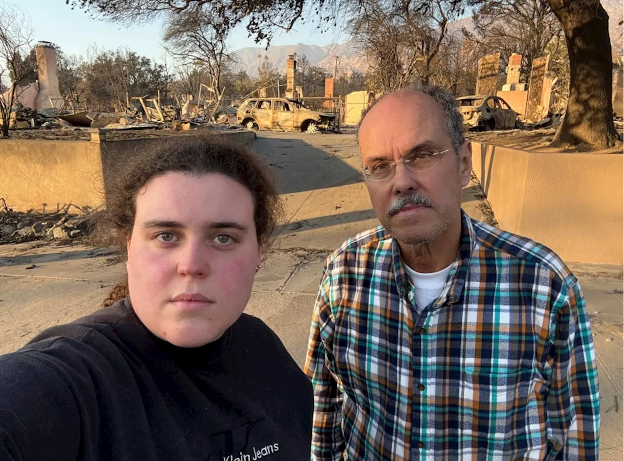 A dad and daughter help evacuees learn whether their homes survived the California wildfires