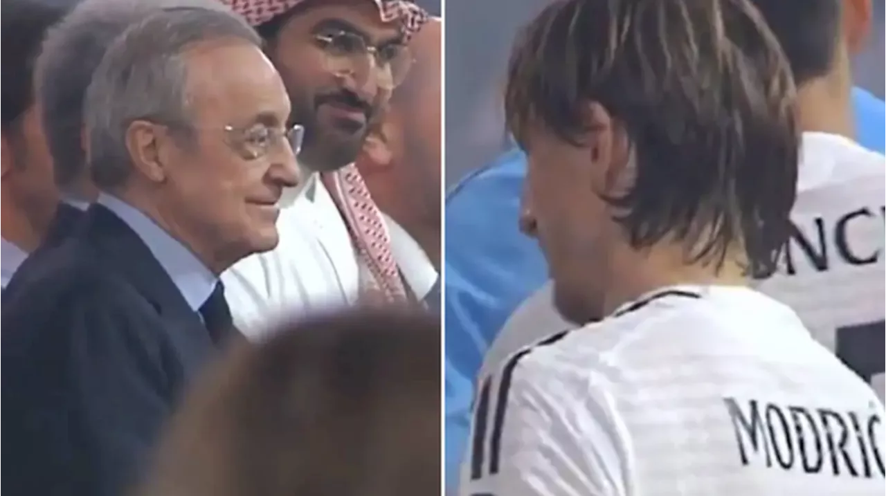 TV cameras spot what Florentino Perez said to Luka Modric after humiliating Barcelona defeat