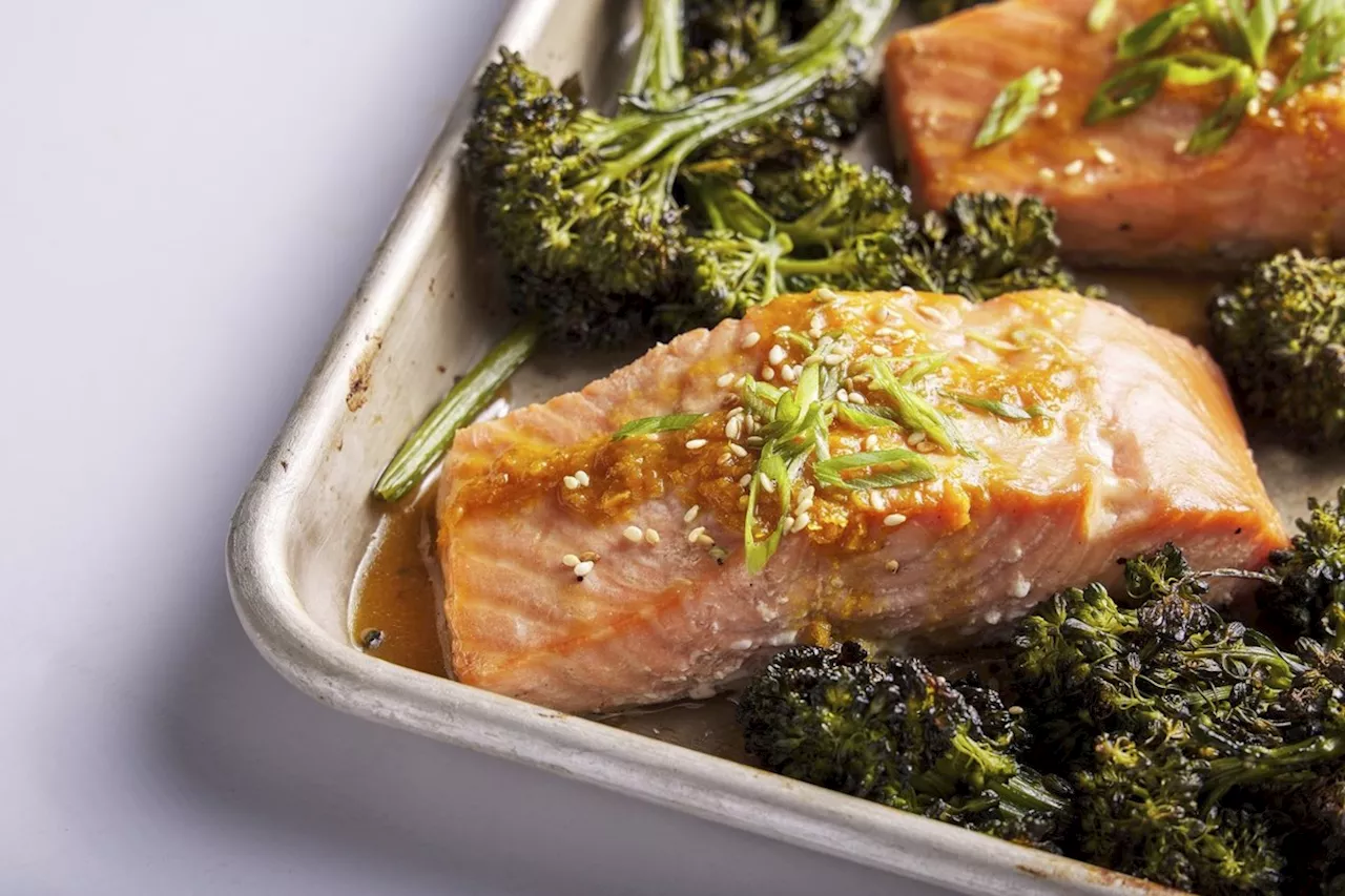 Honey-Miso Salmon and Broccolini Traybake