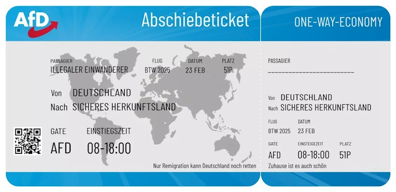 AfD Karlsruhe verteilt„Abschiebetickets“ an Tausende Menschen: Polizei ermittelt