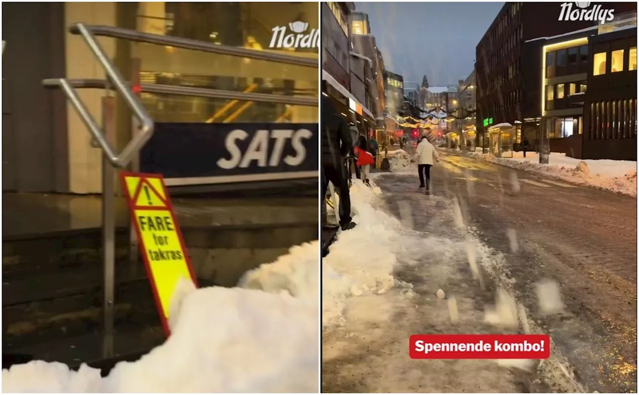 Snøfall og regn skaper problemer i byen