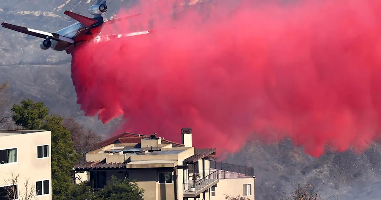 Pink Fire Retardant Dropped on LA Wildfires