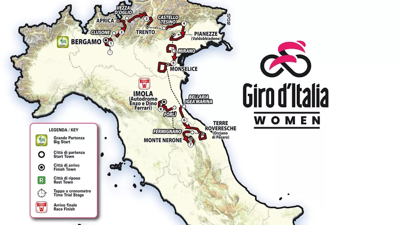 Giro d'Italia Women 2025: otto tappe tra Bergamo e Imola