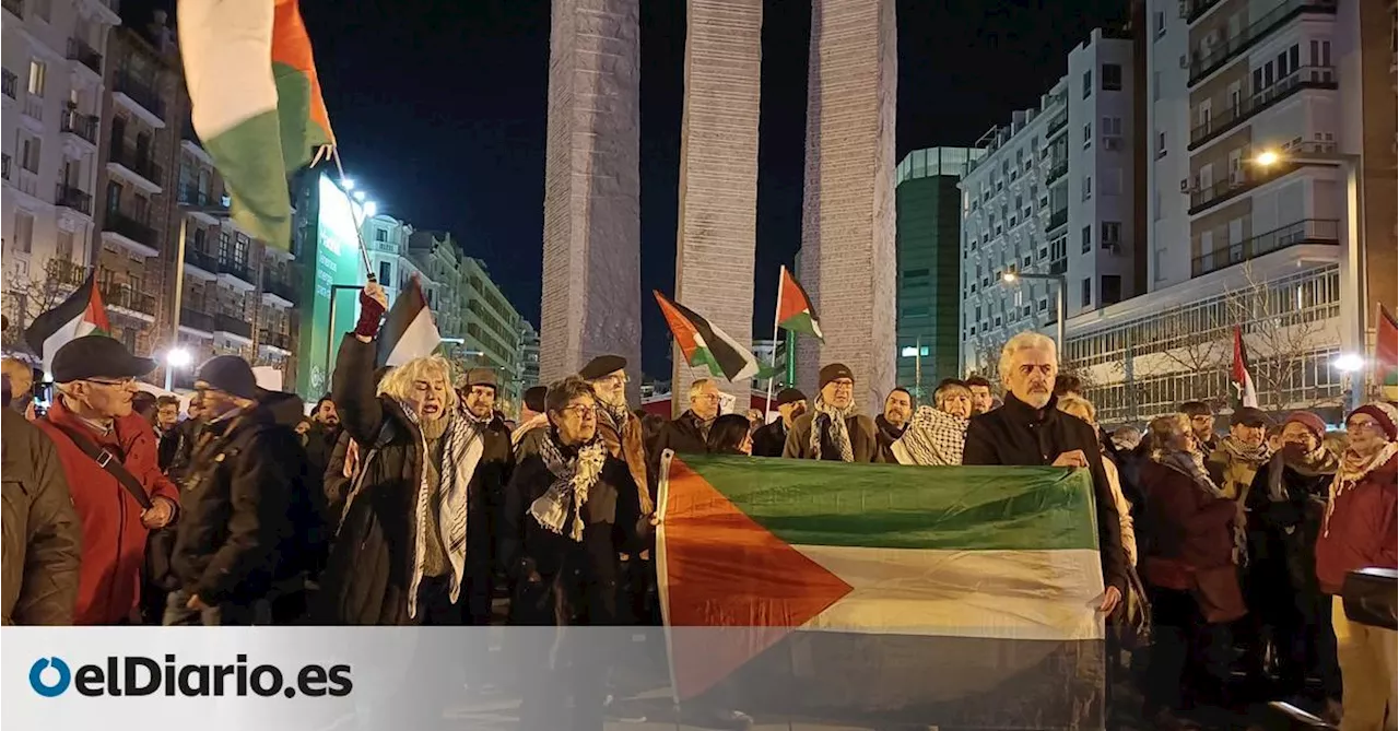 Una concentración propalestina recibe al Maccabi de Tel Aviv antes de su partido contra el Real Madrid de baloncesto