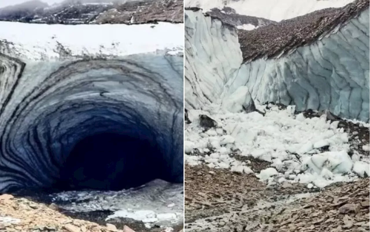 Caverna de gelo icônica no Parque Nacional da Terra do Fogo desmorona