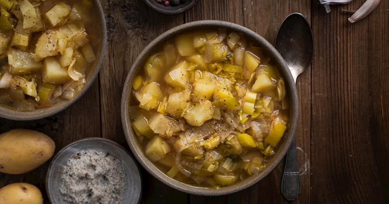 Soupe de poireaux au lait de coco et poulet