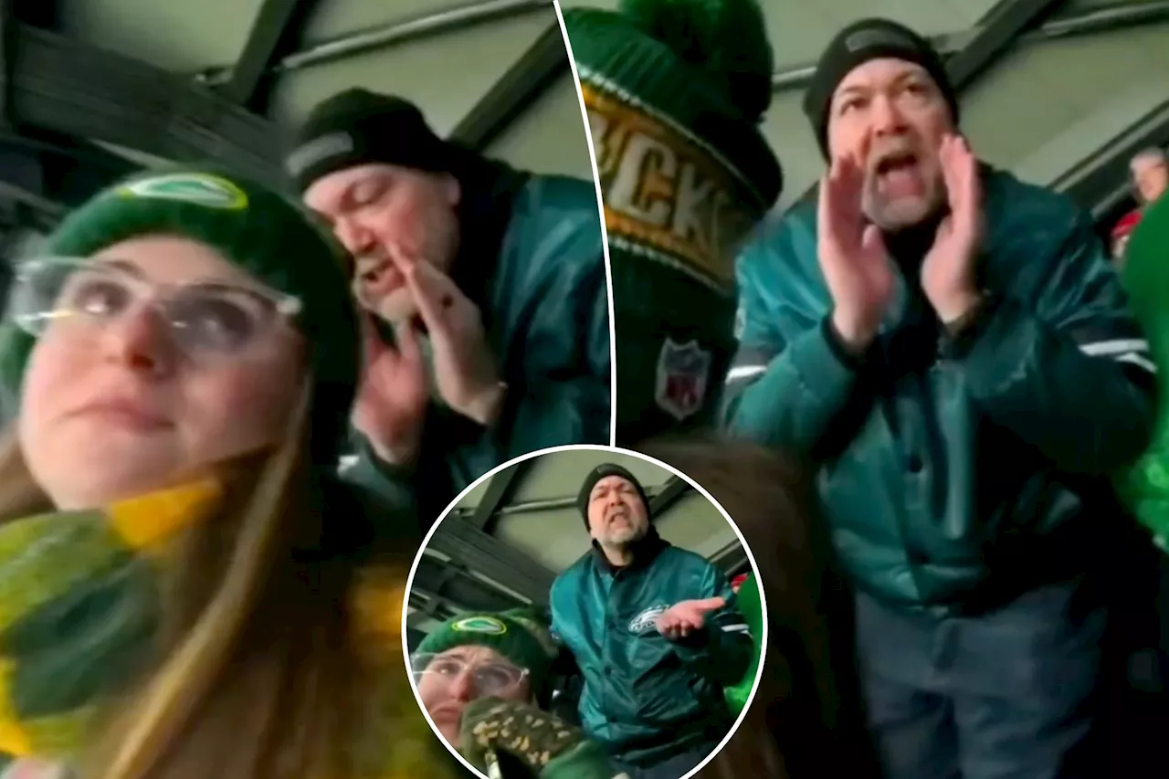 Eagles fan's vile tirade at woman cheering Packers during playoff game captured in ugly video